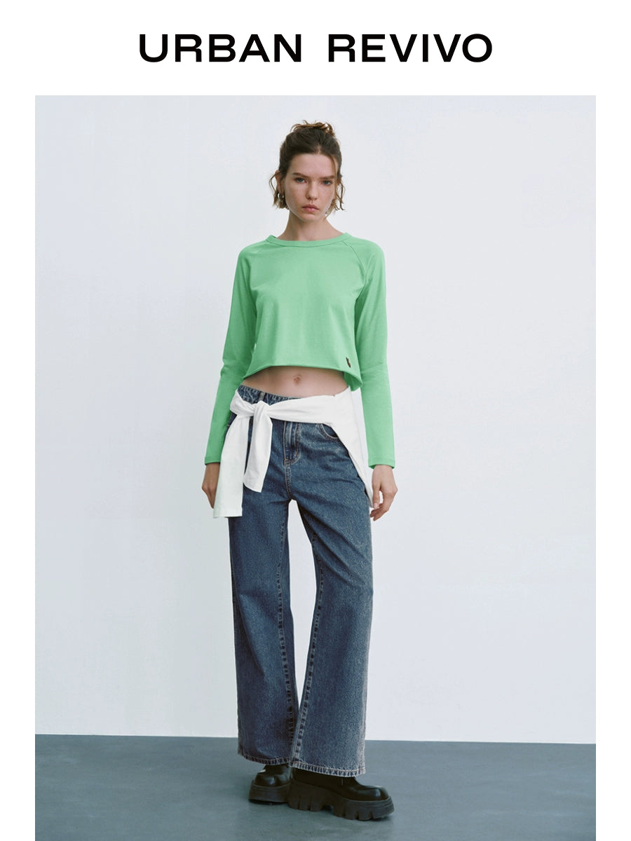 URBAN REVIVO Fun Pattern Crew Neck Long Sleeve