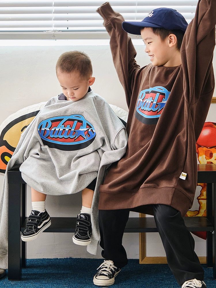 Battles Embroidered Crew Neck Casual Sweater