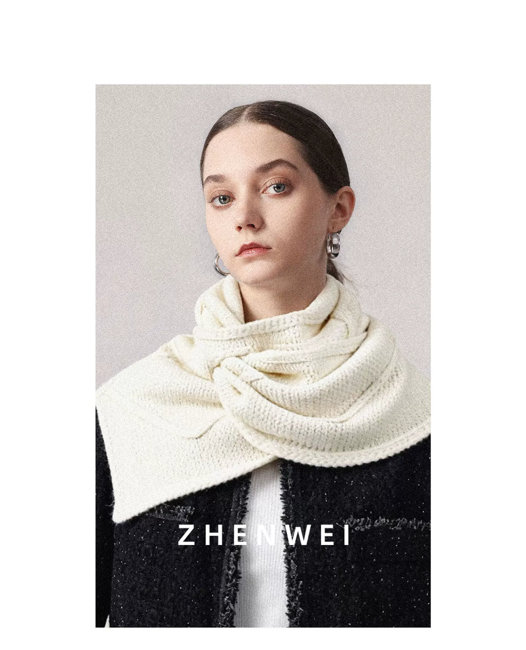 ZHENWEI Knitted Twist Cross Button Neck Protector Scarf Shawl