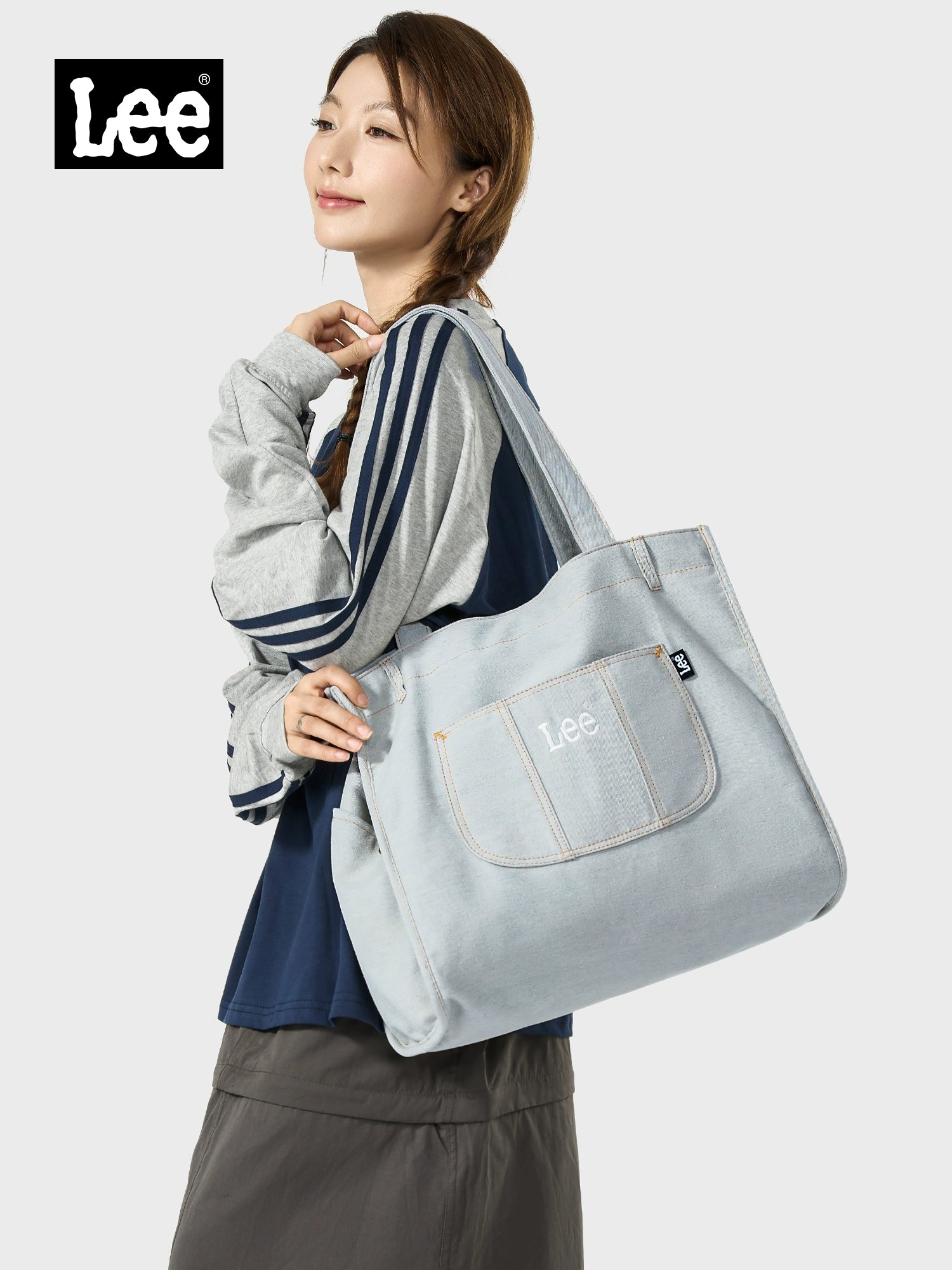 Lee Denim Shoulder Large Capacity Tote Bag