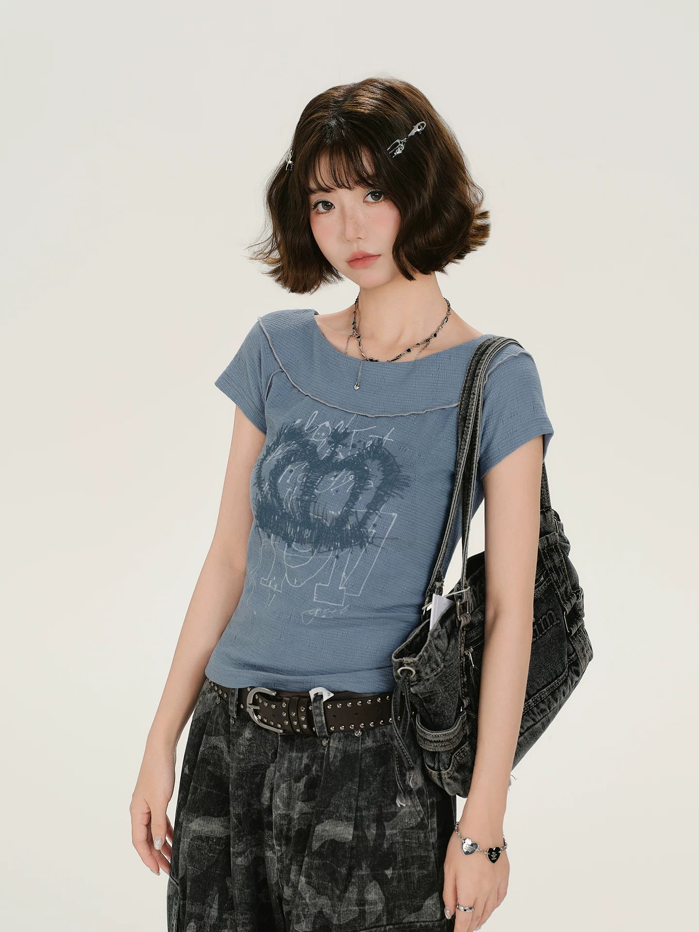 Girlyhalo Lapel Slim Short Tee
