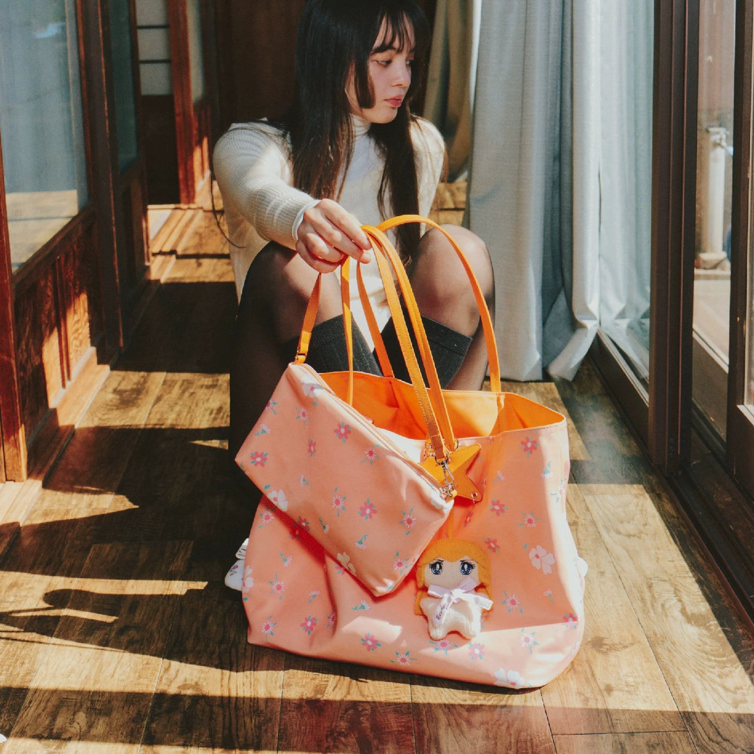 ECODAY Large Capacity Floral Shoulder Handbag