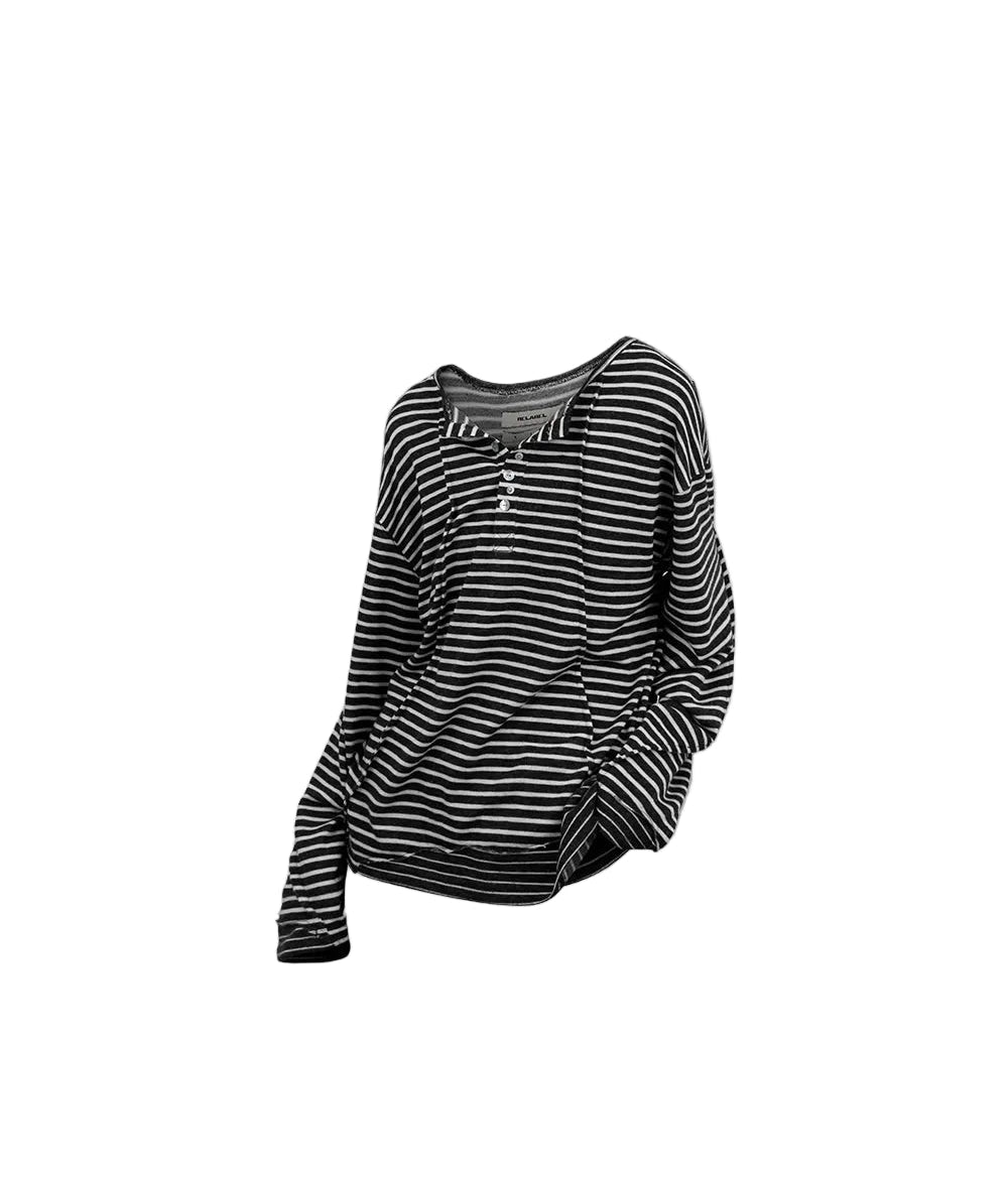 RELABEL Striped Splicing Casual Long Sleeve