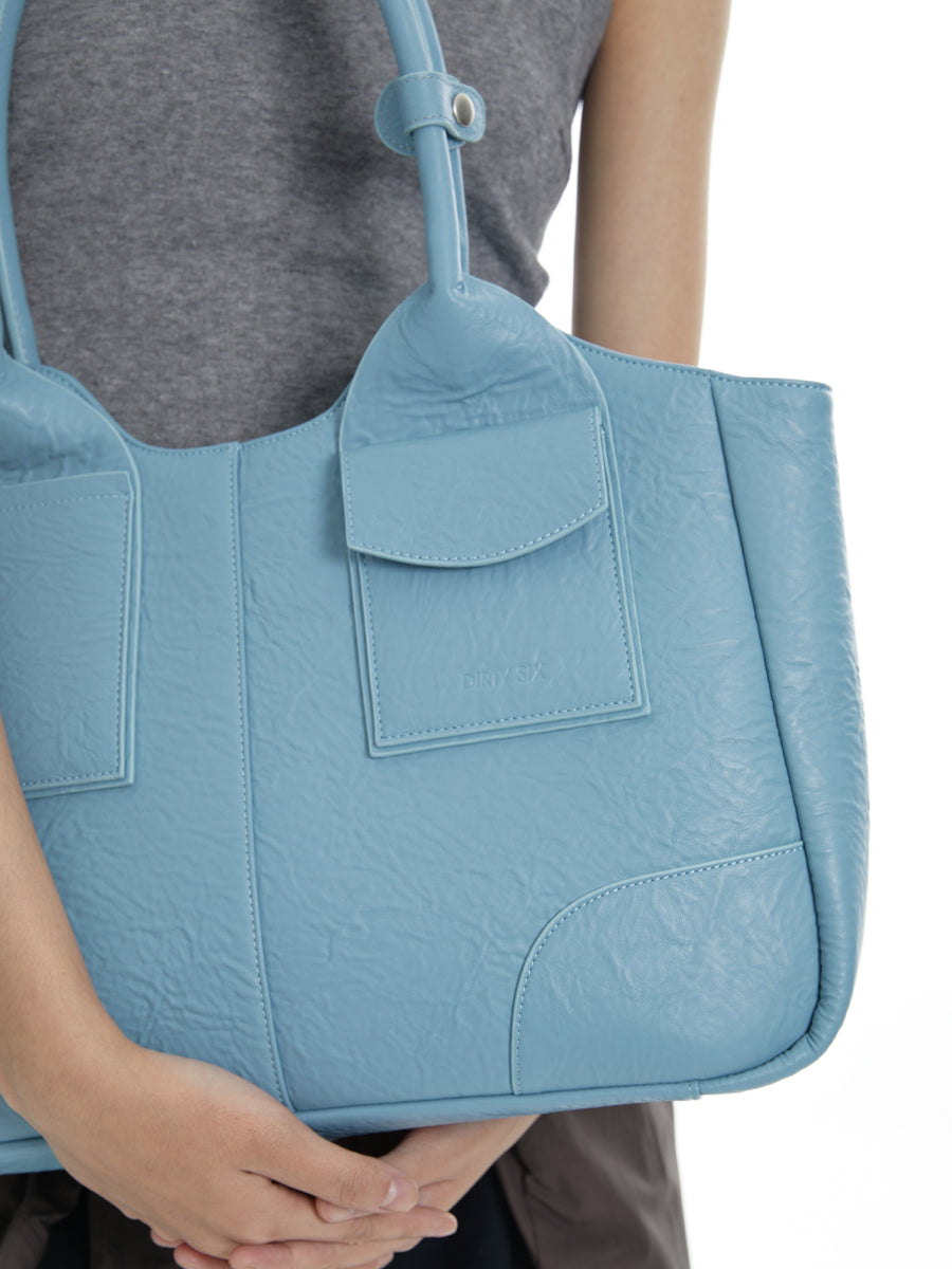 DirtySix Yuri Big Cow Split Leather Tote retro-patterned cowhide large-capacity Bag