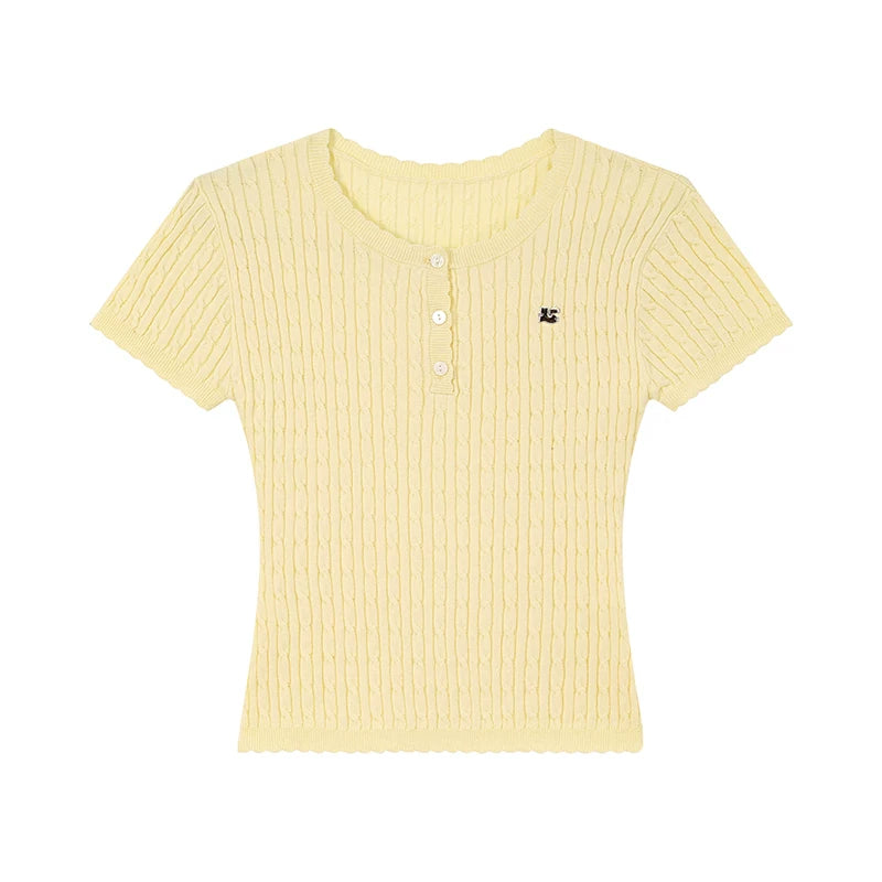 KANO Henry Collar Slim Knitting Tee