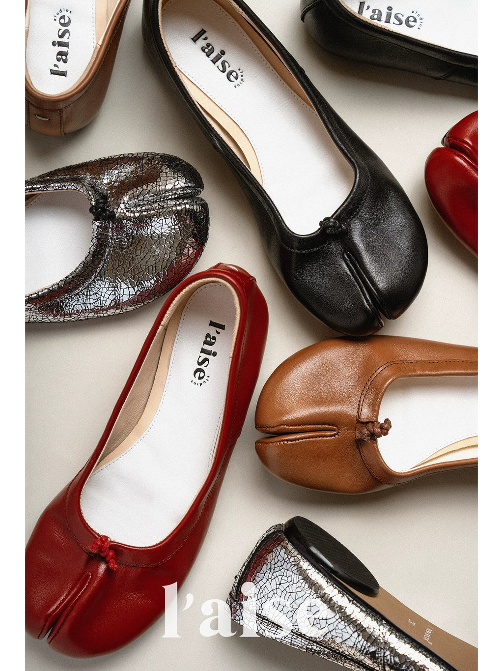 L'aise Flat-bottomed Light-mouth Split-toe Shoes