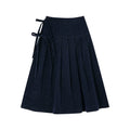 Kano Tie-up Pleated Polka Dot Corduroy Skirt
