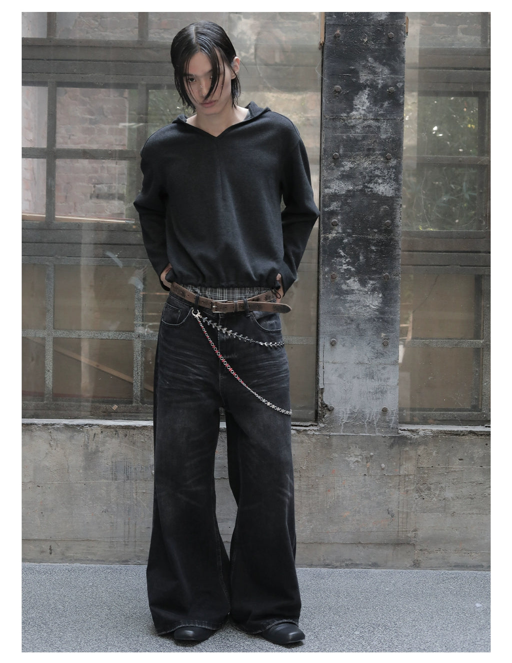 JCAESAR Messy Water Ripple Straight Jeans