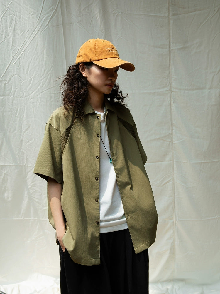 Mentmate Splicing Texture Design Short Sleeve Shirt