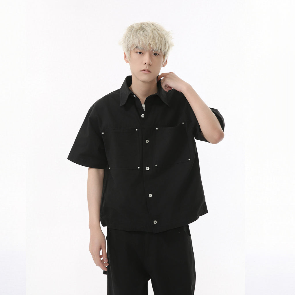 MTLCLOTHES Lapel Shirt Solid Color Tooling Casual Versatile Suit