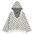 Mershier Vintage Polka Dot V-Neck Hooded Knitted Sweater
