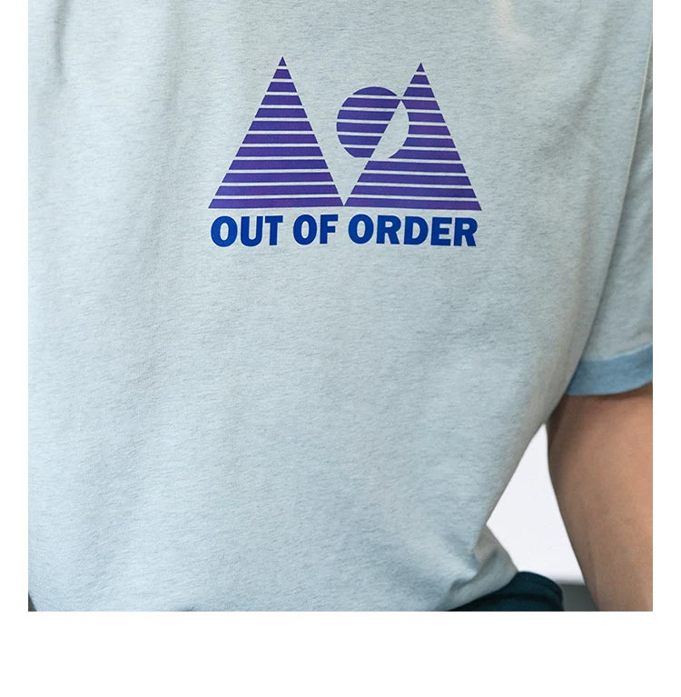 O3PARK Retro Sports and Leisure Contrasting Color Tee
