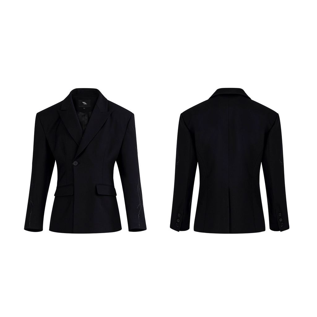 SEE Shoulder Padded Embroidered Blazer
