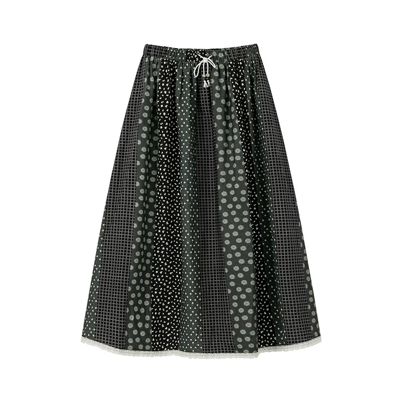 KANO Vintage Parquet Pleated Skirt