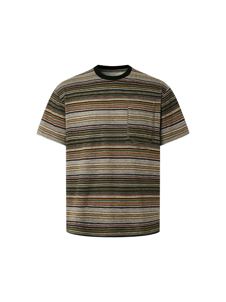 DIMC Pocket Rainbow Pinstripe Tee