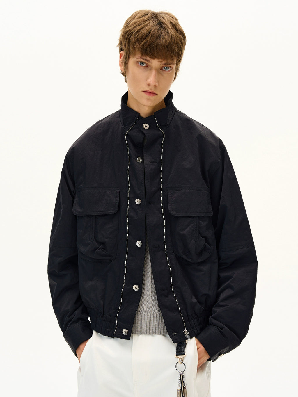 MADWITCH Loose Casual Ruffian Handsome Stand-up Collar Jacket