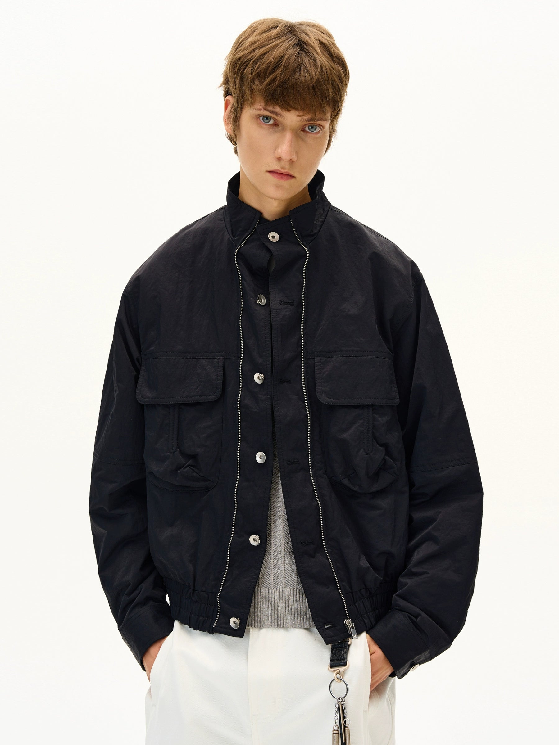 MADWITCH Loose Casual Ruffian Handsome Stand-up Collar Jacket