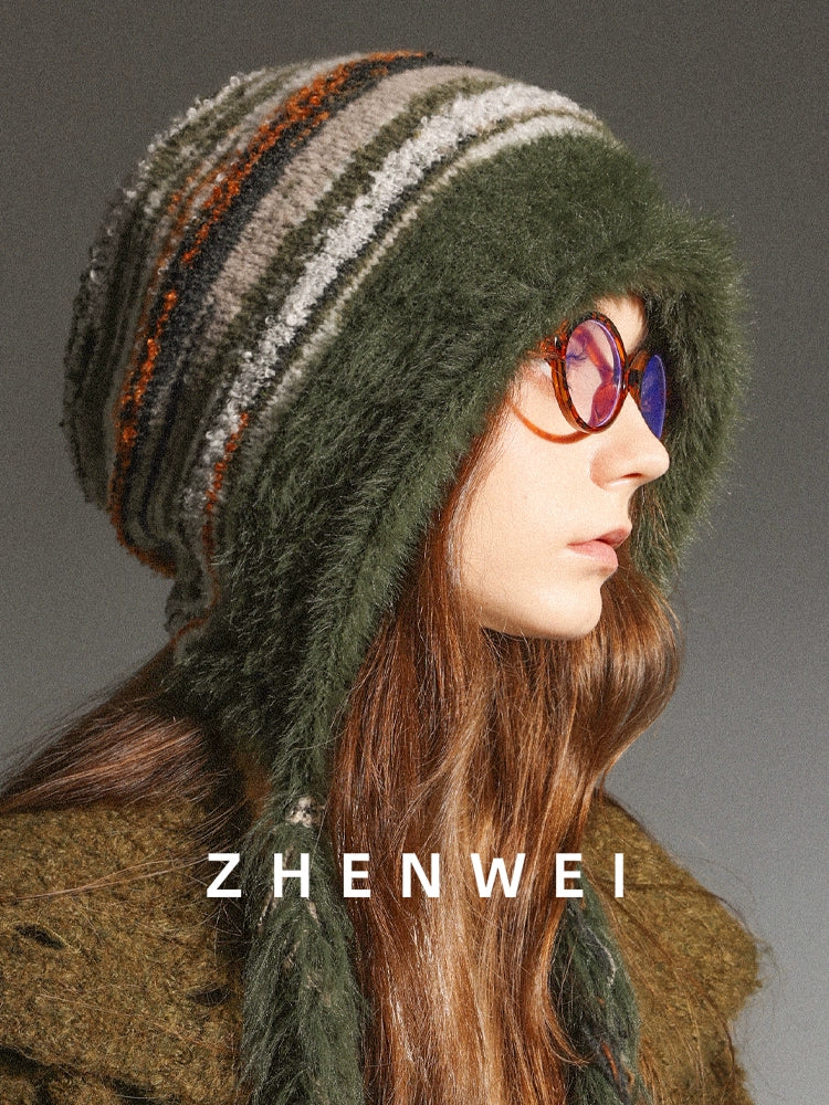 ZHENWEI Knitted Plush Plush Thick Ear Protection Wool Cap