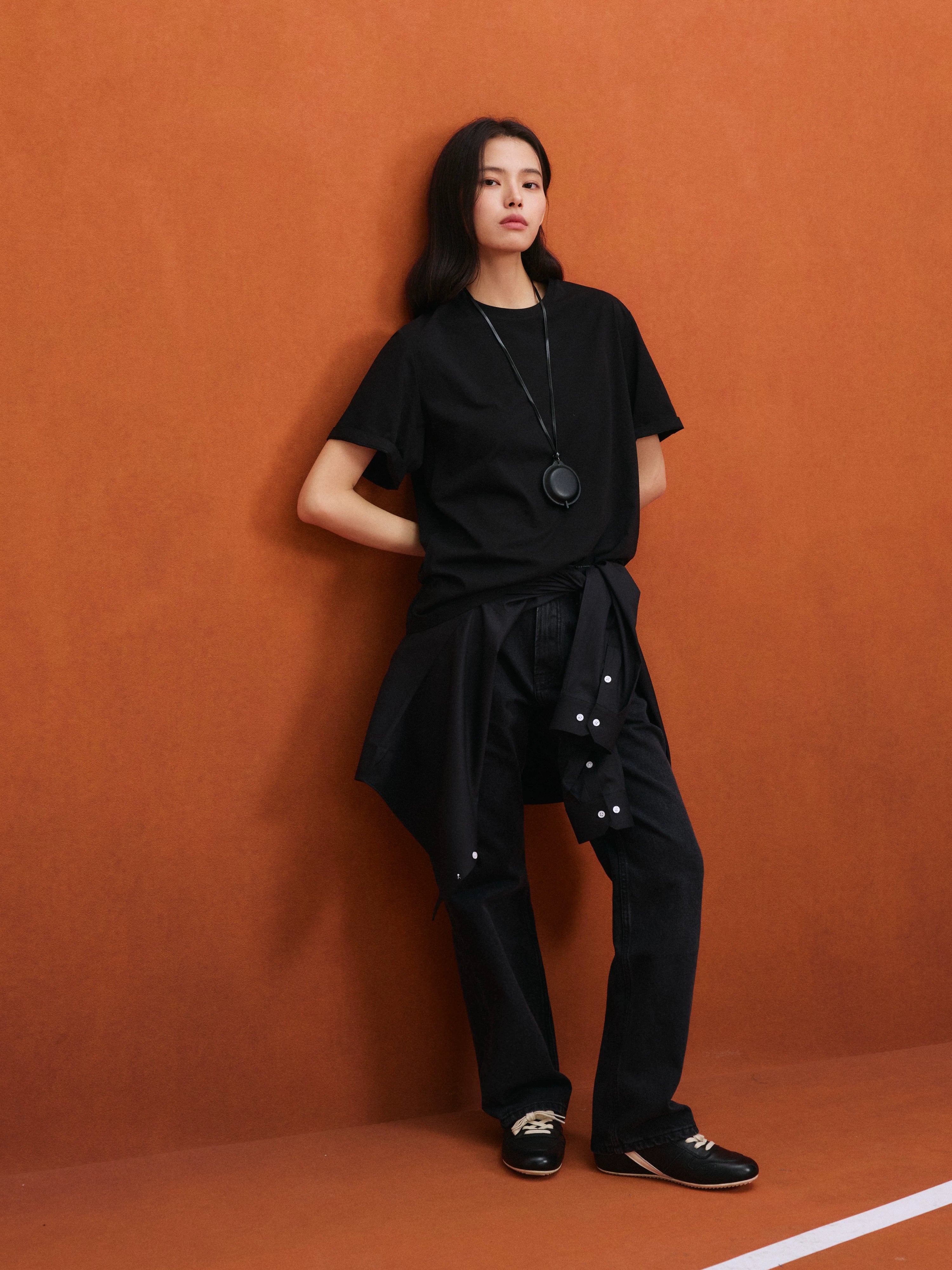 NO LOGO Leather Thin-soled Inner Height-increasing Contrasting Casual Shoes