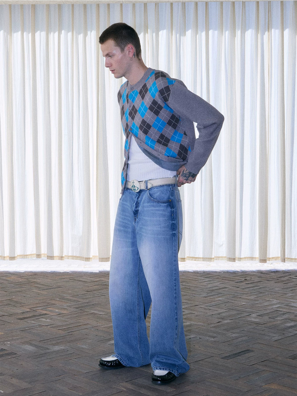 InsGale Vintage Rhombus Knitted Cardigan Sweater