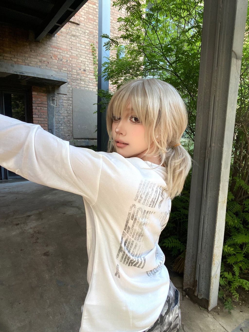 Human Voices Skull Guitar Print Destroy Mesh Long Sleeve