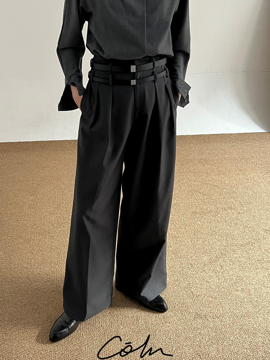 COLN Casual Double-waisted Suit Pants