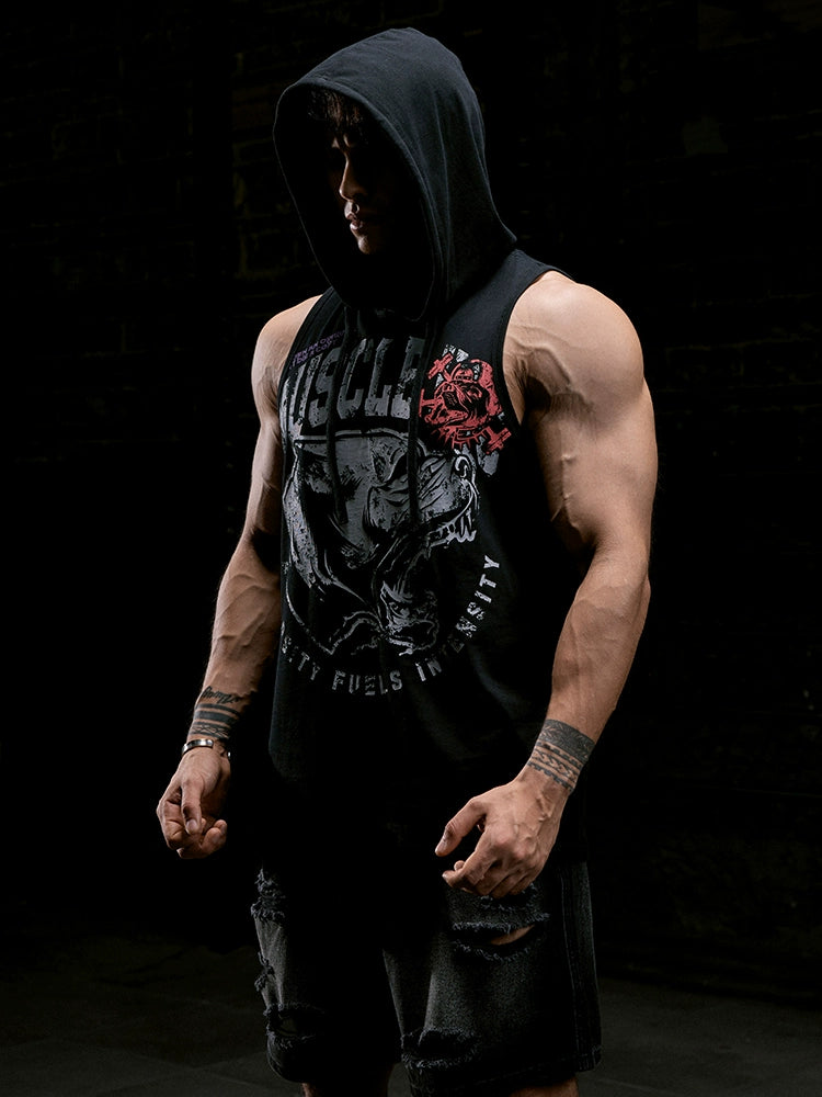 Muscle Dog Cool Loose Hooded Gym Tee