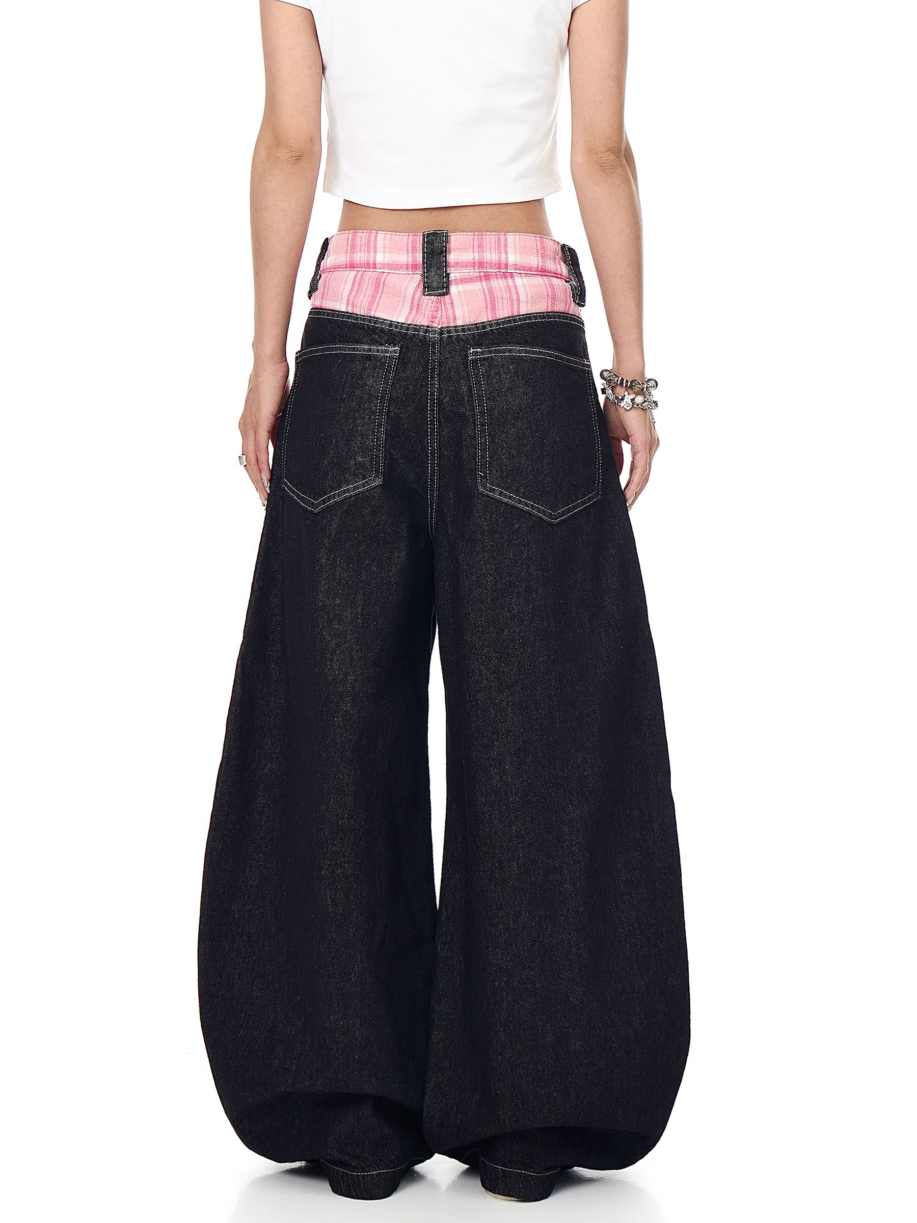 BLACKLISTS Vintage Plaid Scimitar Jeans