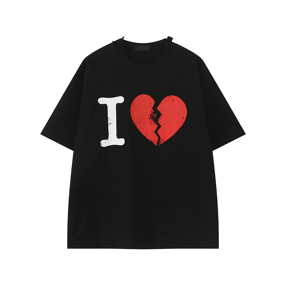 MTLCLOTHES Korean Broken Love Printed Tee