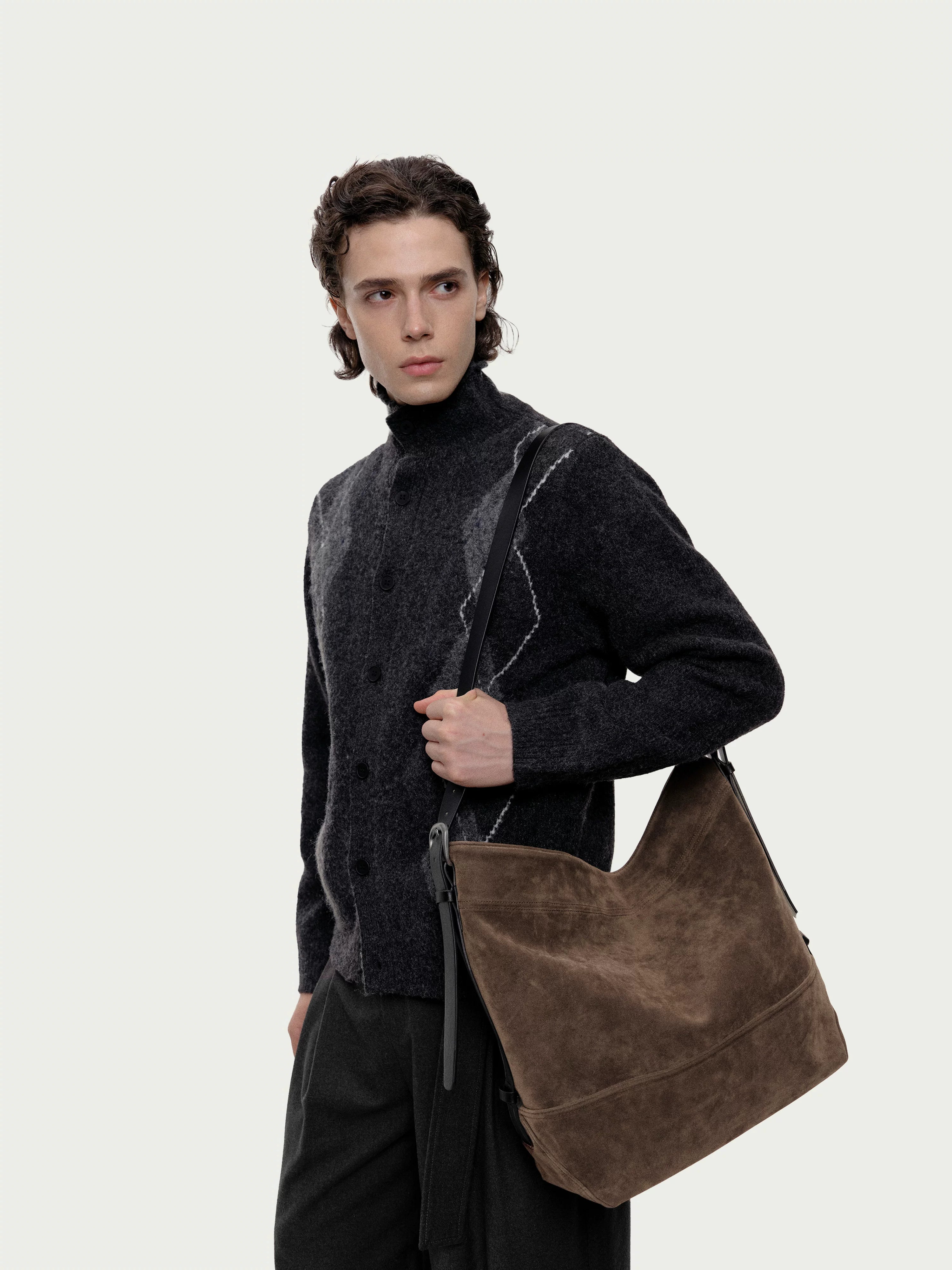 Stay the Night cashmere leather large capacity tote bag