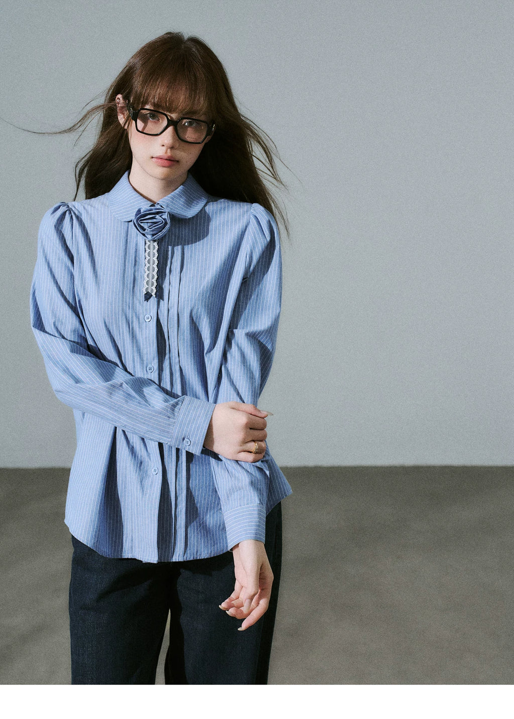 LOST FOREST Casual Flower Long-sleeved Shirt