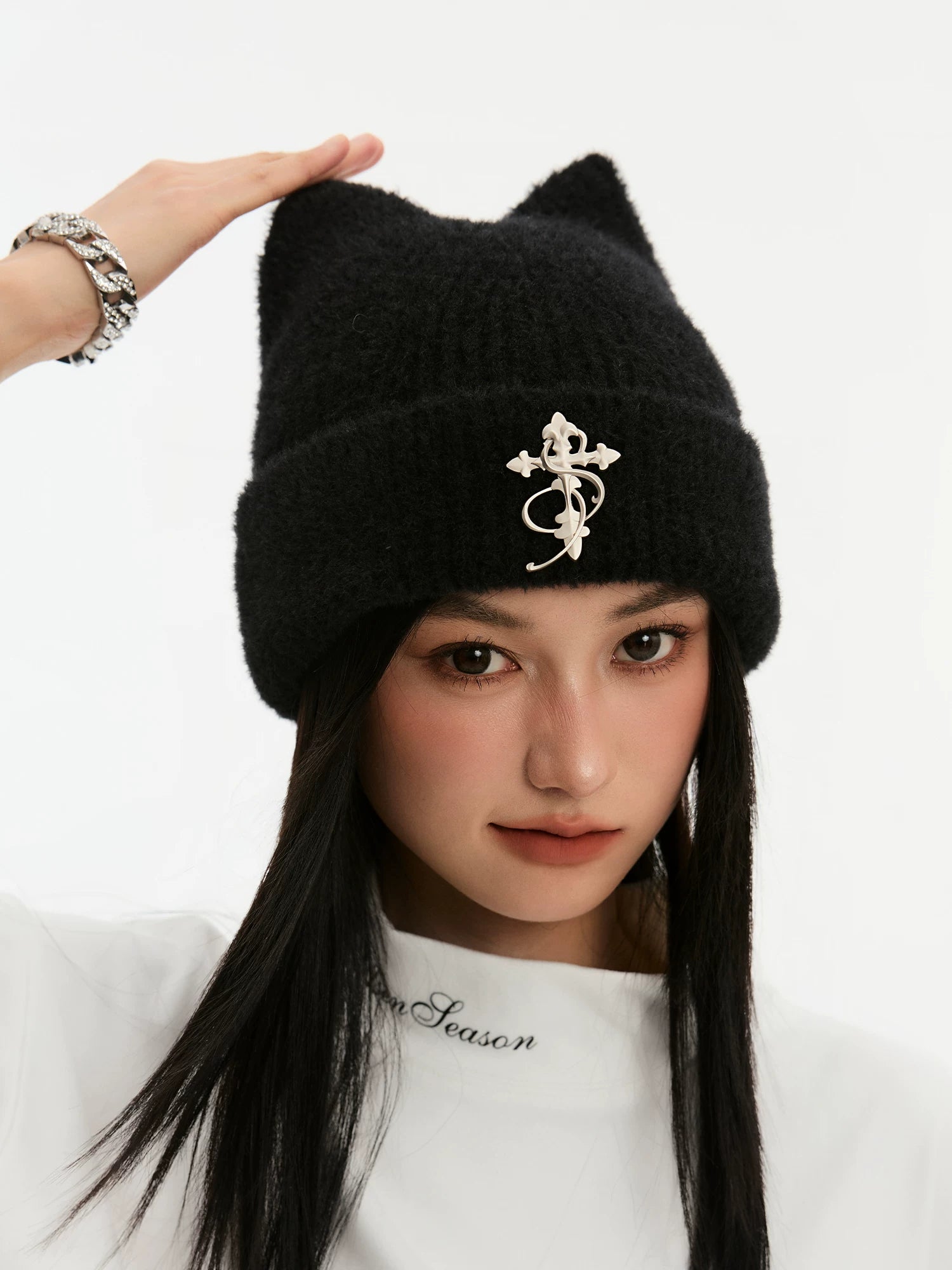 STK Imitation Mink Cat Ears Casual Knitted Hat