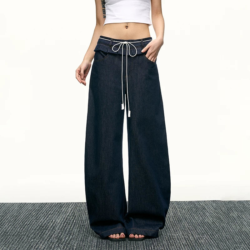 Aaisup Wooden Edge Loose Straight Jeans
