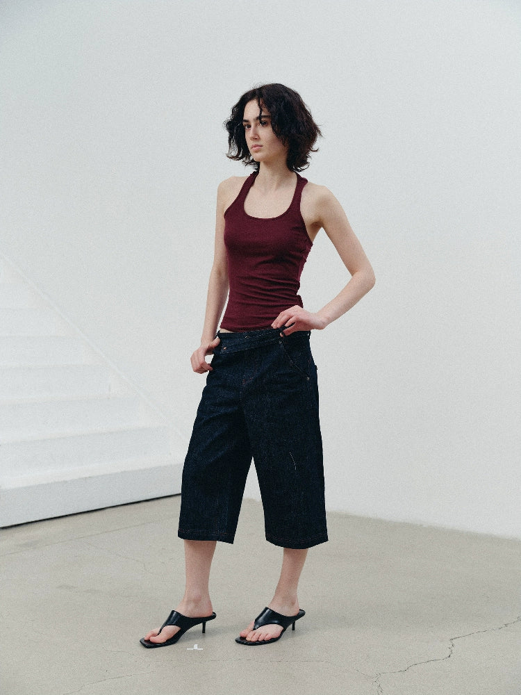 NOT UGLY Indigo Seven-point Cattle Straight-leg Short Jeans