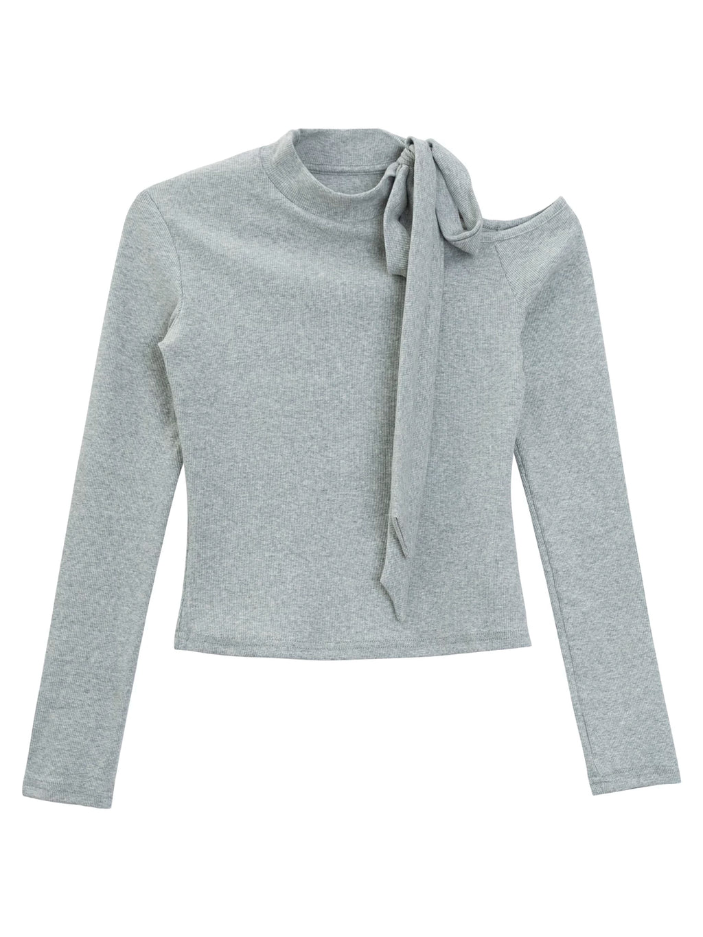 LOVEHEYNEW Strap Hollow Bow Slim Off-Shoulder Long Sleeve