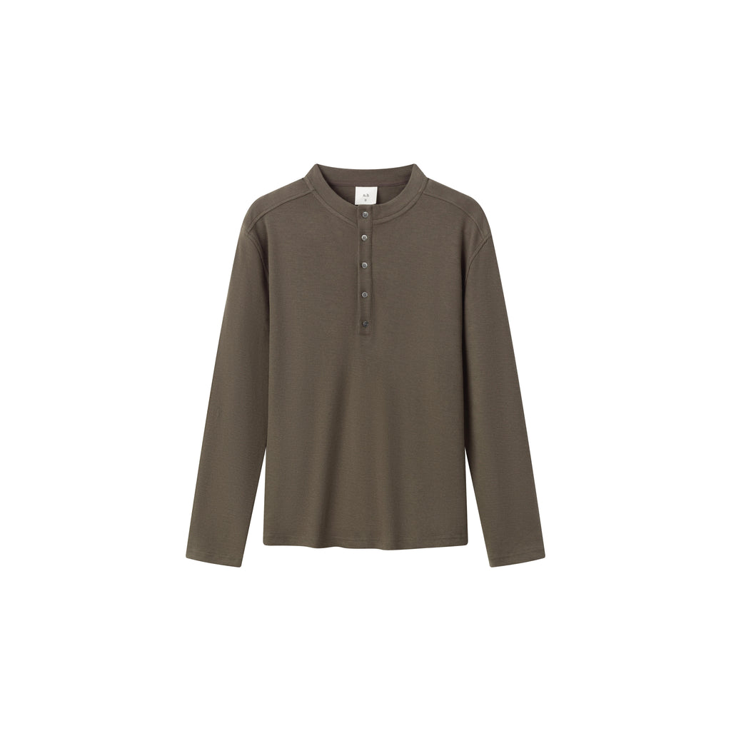 Anniehall25ss Henley vintage bamboo cotton long sleeve Tee