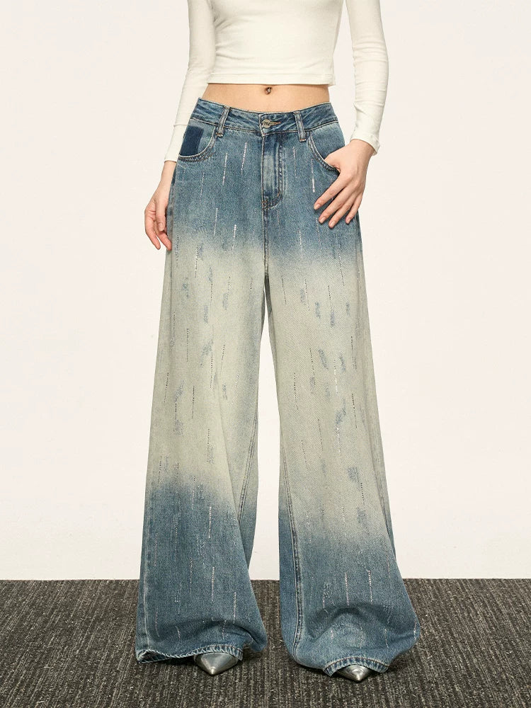 Aaisup Retro Gradual Change Straight Jeans