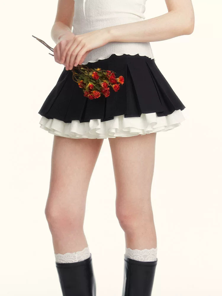 SUREENOUGH Vintage Fake Two-piece Versatile Skirt