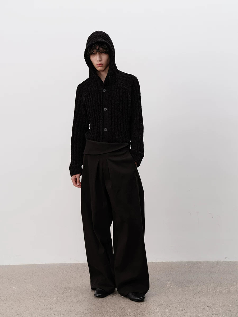JCAESAR STUDIO Thick Pit Strip Knitted Hooded Sweater