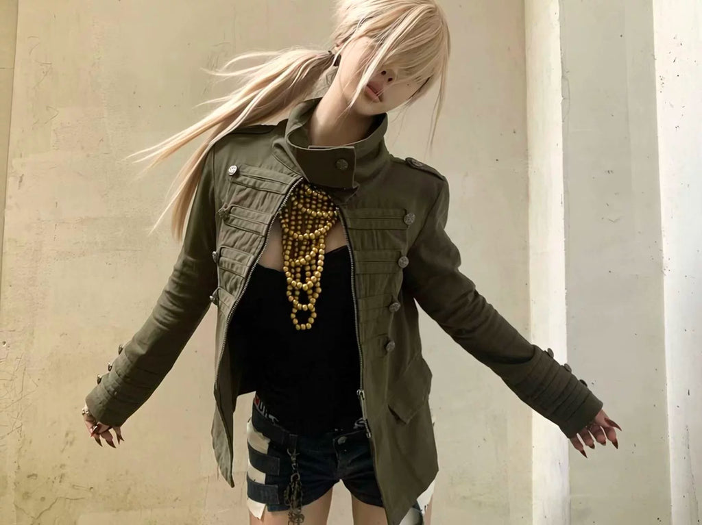 Imdelusion Napoleon Pile Collar Washed Heavy Slim Jacket