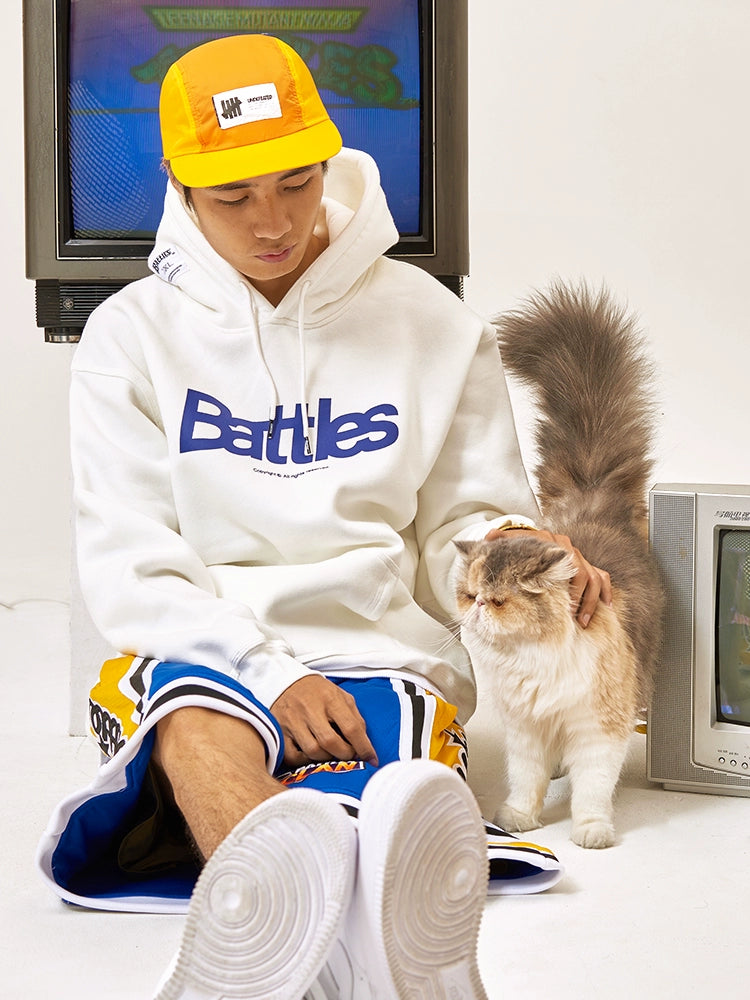 Battles Basic Logo Print Fleece Hoodie