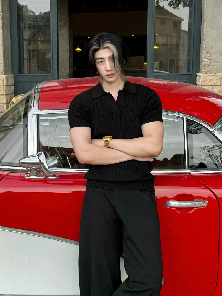 BALITONE Vintage Slim-Fit Knitted Polo Shirt