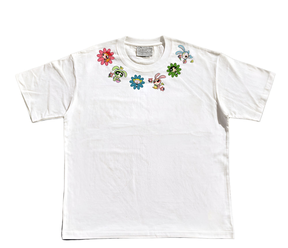 Wang Youbing Studio! Powerpuff Neckline 220g 100% Cotton Tee