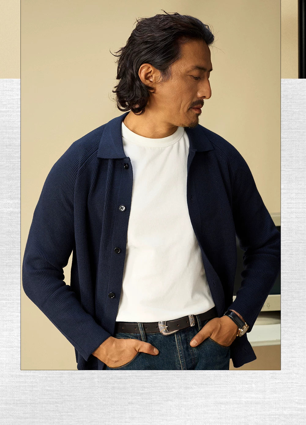 SOARIN Polo Neck Knitted Light Luxury Casual Business Sweater Jacket