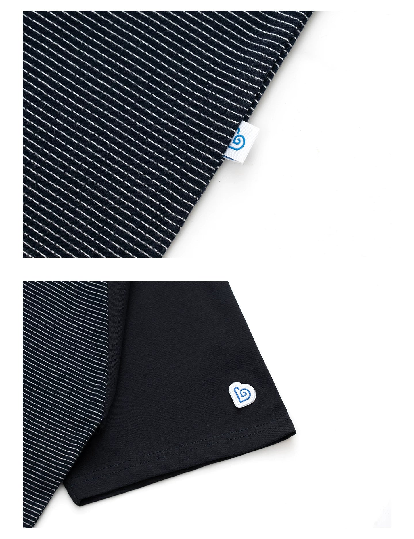 BENT IDEA Pinstripe Color Matching Shoulder Casual Tee