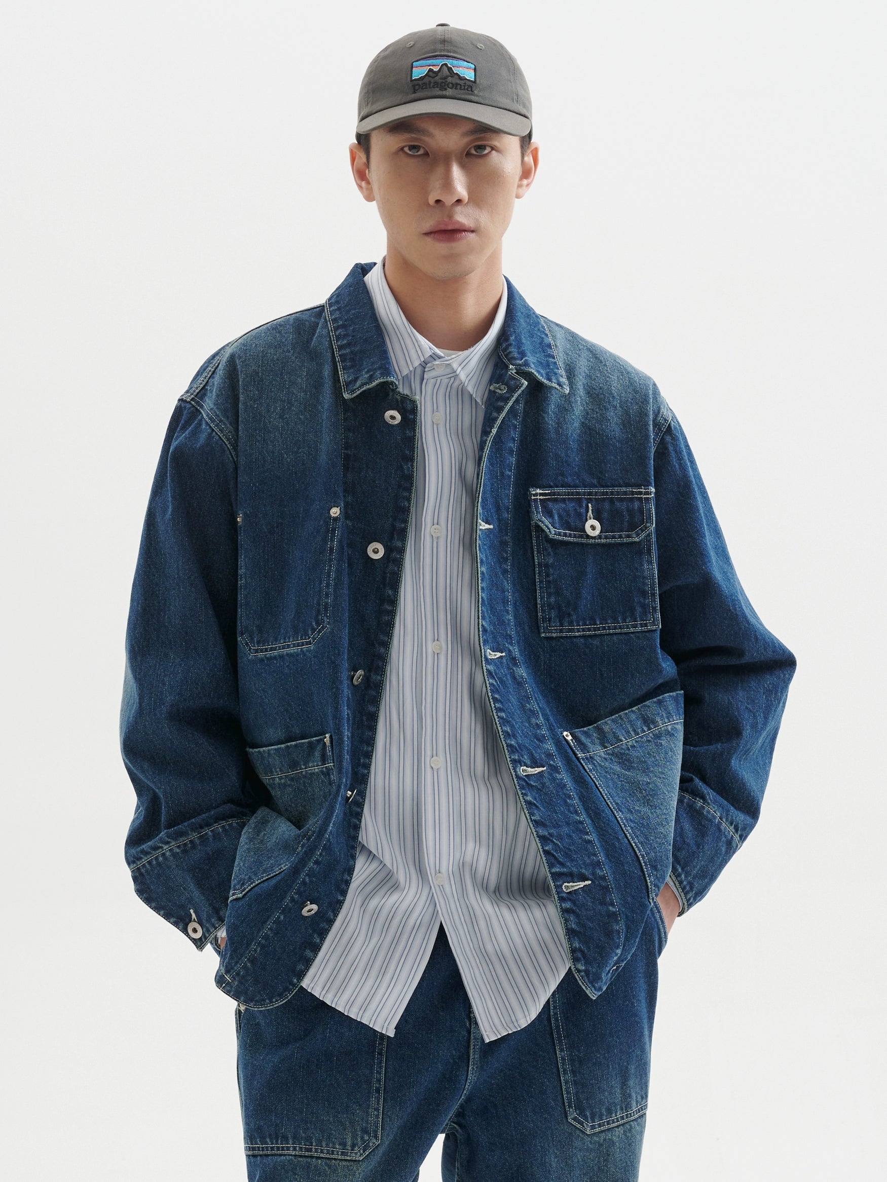 BUTTBILL 12.5 oz Washed Old Denim Commuter Jacket