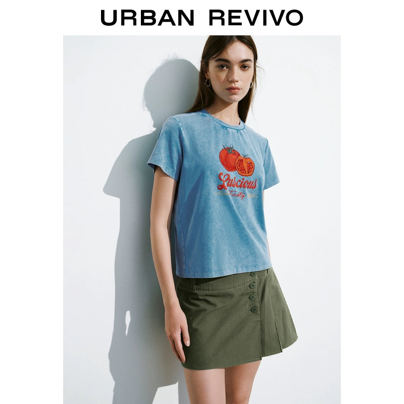 URBAN REVIVO Retro Washed Printed Tee