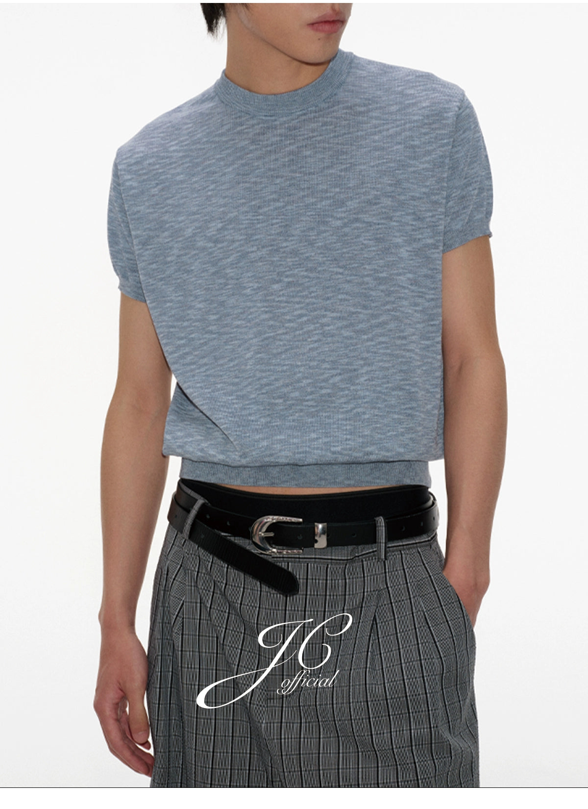 JCAESAR Ice Silk Slim-fitting Small Neckline Tee