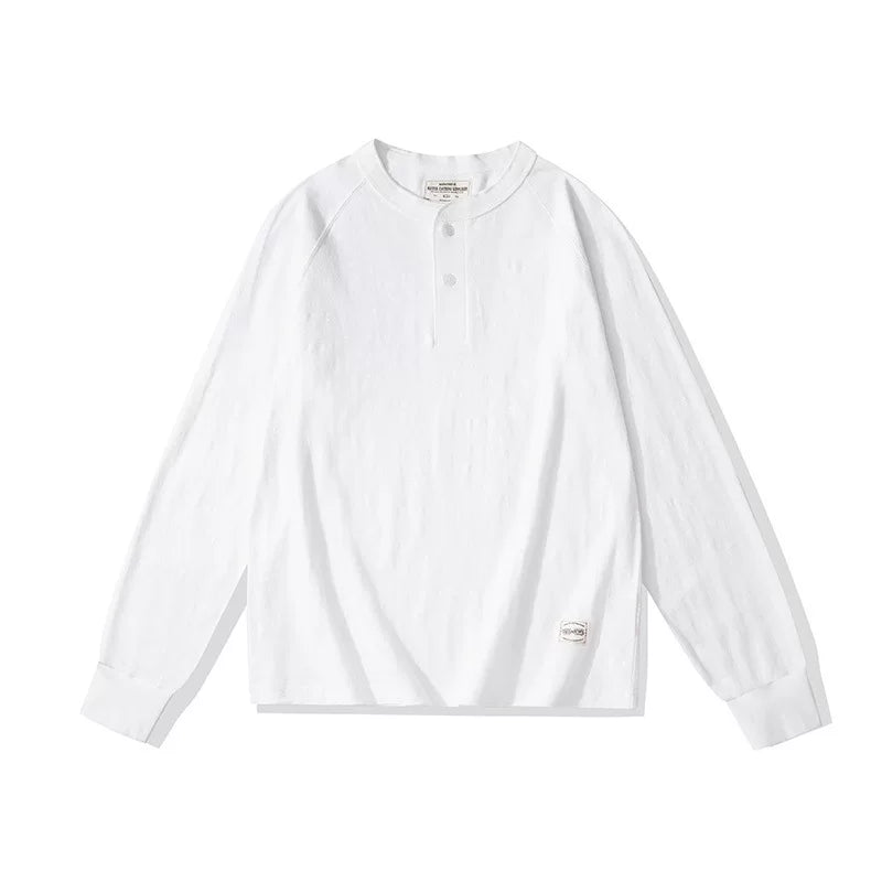 BlankMap Vintage Henry Collar Loose Shoulder Long Sleeves