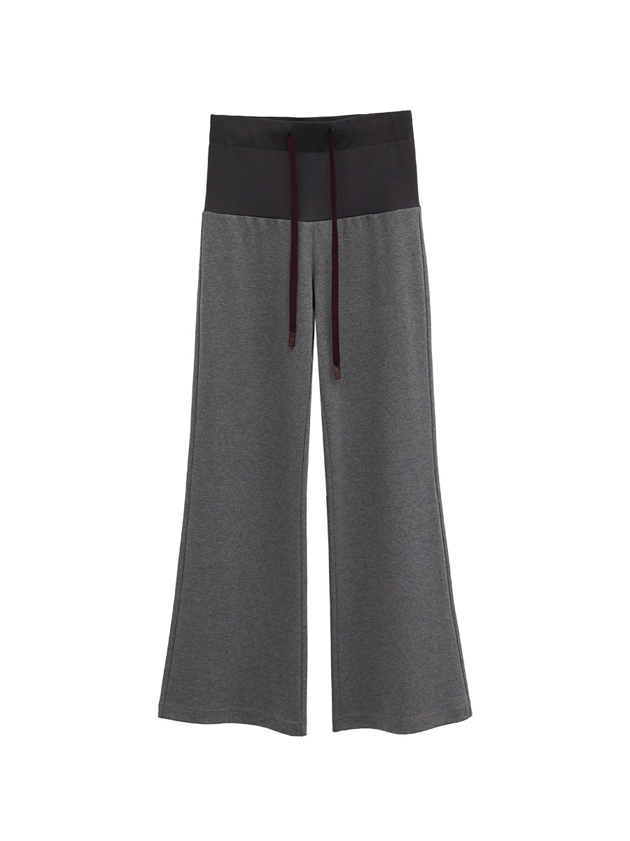 FUZZYKON Color Matching Elastic Micro-pull Rope Low-rise Sweatpants